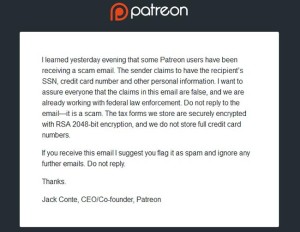 patreon mail scam