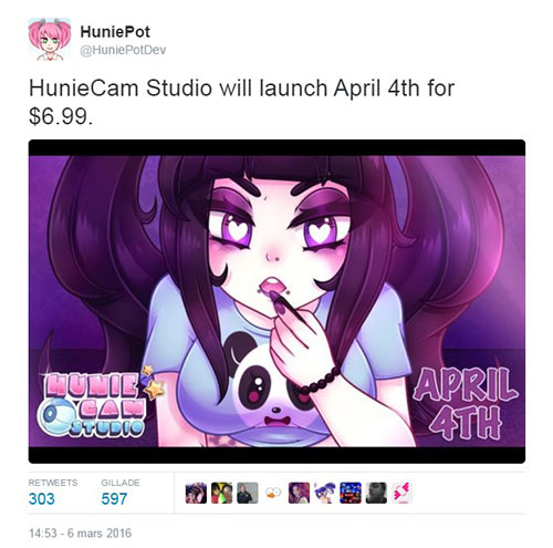 HunieCam Studio" will on the 4th of April -