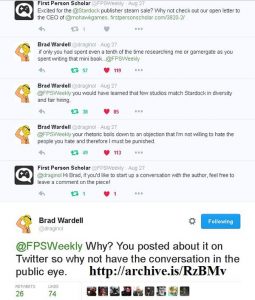 brad wardell vs first person scholar