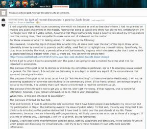 in light of recent discussion a post by zach jesse