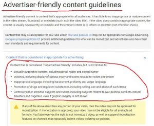 youtube advertiser friendly content guidelines