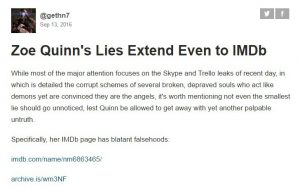 zoe quinns lies extend even to imdb