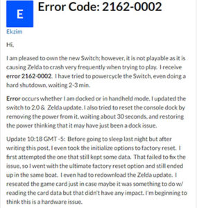 nintendo switch error code 2162 and 0002