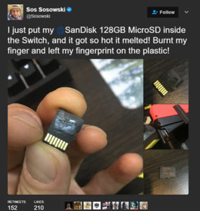 sos sosowski‏ sandisk 128gb microsd card vs nintendo switch