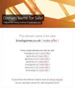 brash games domain is for sale