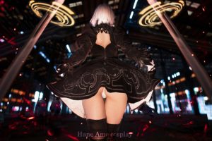 hane ame 2b nier automata cosplay upskirt pose