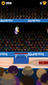 mascot dunks trampoline jumping