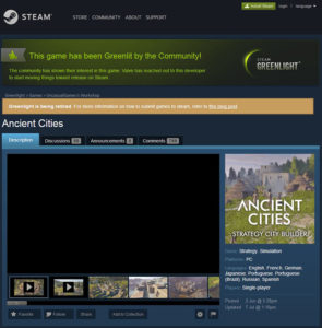 ancient cities steam greenlight success