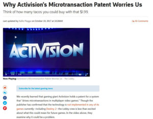 why activisions microtransaction patent worries us gamespot