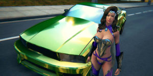 league of maidens a babe and her car