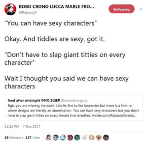 xenoblade chronicles 2 vs sjw whine about boobs