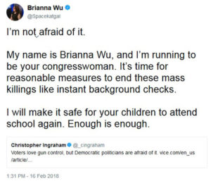 brianna wu takes advantage of the florida school shooting