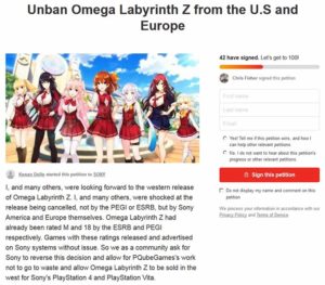 unban omega labyrinth z from the us and europe petition