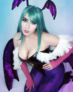 danielle vedovelli morrigan aensland cosplay darkstalkers a sexy close up pose