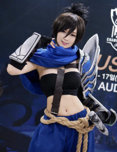 doremis genderbender cosplay of yasuo from league of legends a very sexy pose