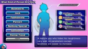 gal gun double peace the character type selection screen