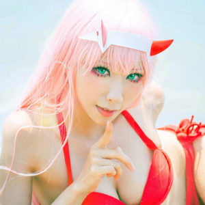 hane millers cosplay as zero two from darling in the franxx