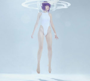 shiroganes cosplay of motoko kusanagi from ghost in the shell a hovering pose