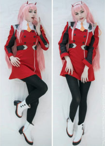 shiroganes cosplay of zero two from darling in the franxx