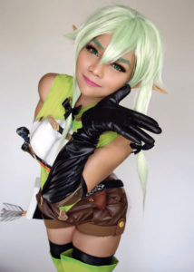 the fantastic namis cosplay as the high elf archer from goblin slayer a very cute front pose