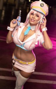 khainsaws cosplay as super sonico from soniani