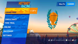 hotshot racing the main menu