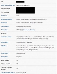 feminist frequency non profit status