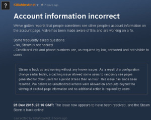 steam account information incorrect