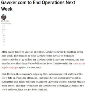 gawker dot com to end operations next week
