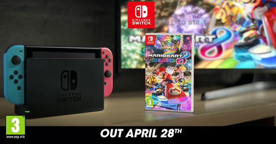 mario kart 8 deluxe launches on the nintendo switch on the 28th of april