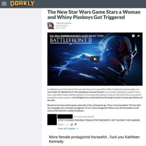 the new star wars game star a woman and whiny pissboys got triggered dorkly