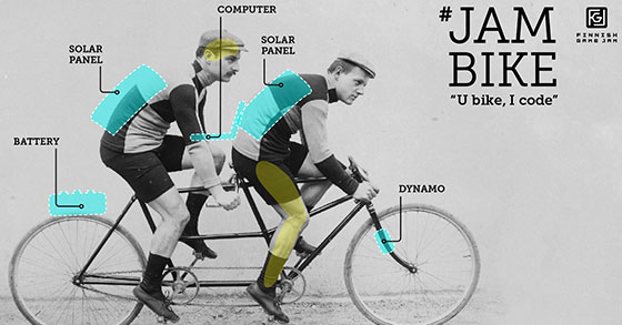 two developers on a tandem is to create a game with the help of solar power