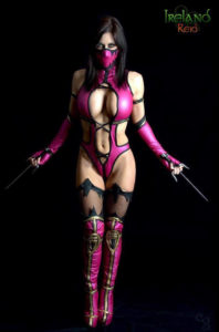 ireland reids mileena cosplay mortal kombat hands of death pose