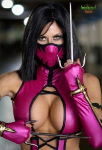 ireland reids mileena cosplay mortal kombat sai pose