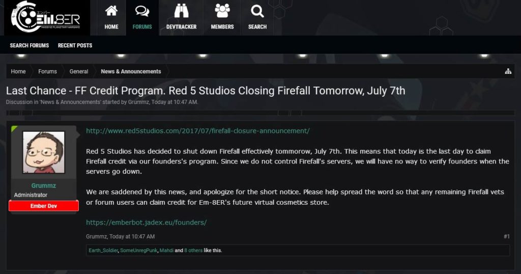 Red 5 Studios is shutting down "Firefall" later today - TGG