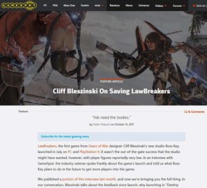 cliff bleszinski on saving lawbreakers gamespot
