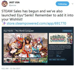 eiyu senki the world conquest steam announcement