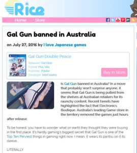 "Gal*Gun: Double Peace" banned in Australia and New Zealand? gal gun double peace banned in australia and new zealand