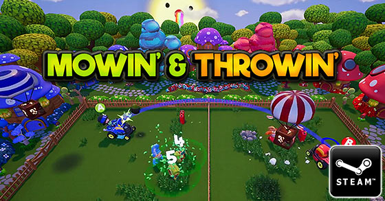 the 2v2 lawn mowing party game mowin and throwin has landed on steam early access