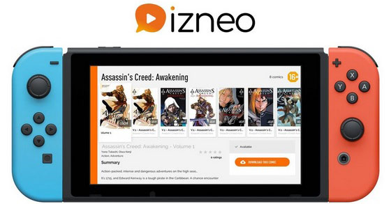 the digital comic book platform izneo is now available on the nintendo switch
