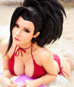  jannet incosplays cosplay of momo yaoyorozu from my hero academia a ultra thick and sexy beach pose