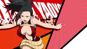 momo yaoyorozu my hero academia a very aggressive but cute pose