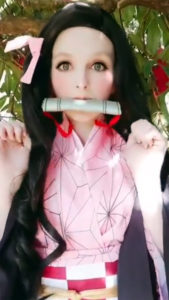 mikomins cosplay of nezuko kamado from demon slayer kimetsu no yaiba a cute pose