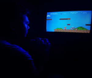 "Super mario bros" in a very dark room super mario bros in a very dark room